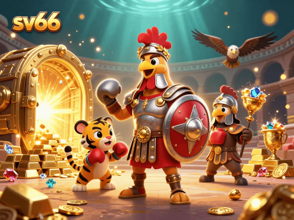 Engage in thrilling play at sv66 with exclusive games and bonuses in a vibrant casino illustration.