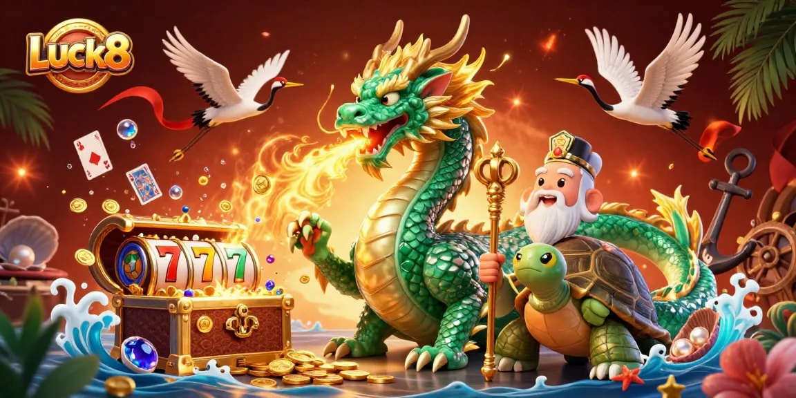 Engage with Luck8’s thrilling casino excitement amidst vibrant slot action and enchanting characters.
