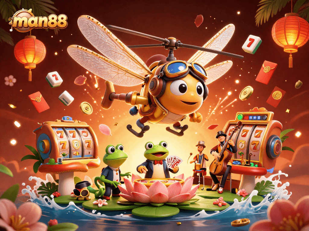 Experience thrilling gameplay with man88 at an exciting lily pad casino alive with action.