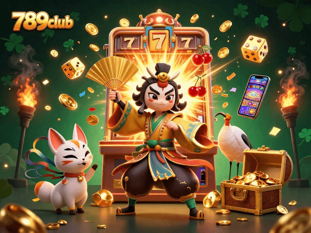 Engage with thrilling games at 789club featuring colorful casino scenes and golden jackpots.