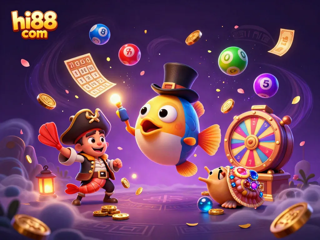 Engage with hi88 com through a vibrant 3D casino scene filled with exciting gaming elements.