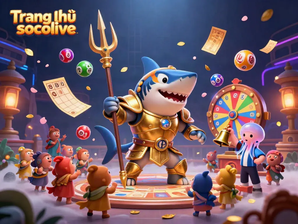 Experience the energy of Trang chủ socolive with a vibrant underwater gambling scene featuring the tiger shark gladiator and dynamic elements.