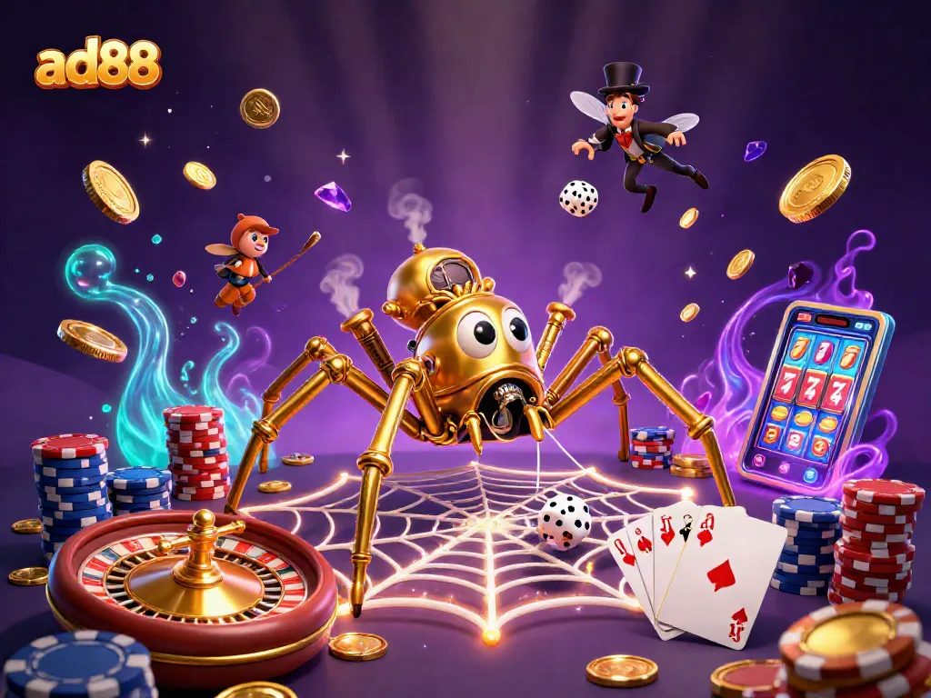 Experience the thrill of ad88 with stunning steampunk casino elements in a captivating 3D scene.