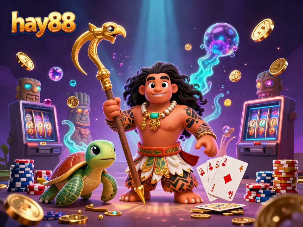Engage in thrilling casino action with hay88, showcasing vibrant characters and dynamic gaming elements.