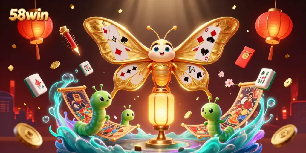Experience thrilling gameplay at 58win with vibrant casino scenes and dynamic game elements in a stunning illustration.