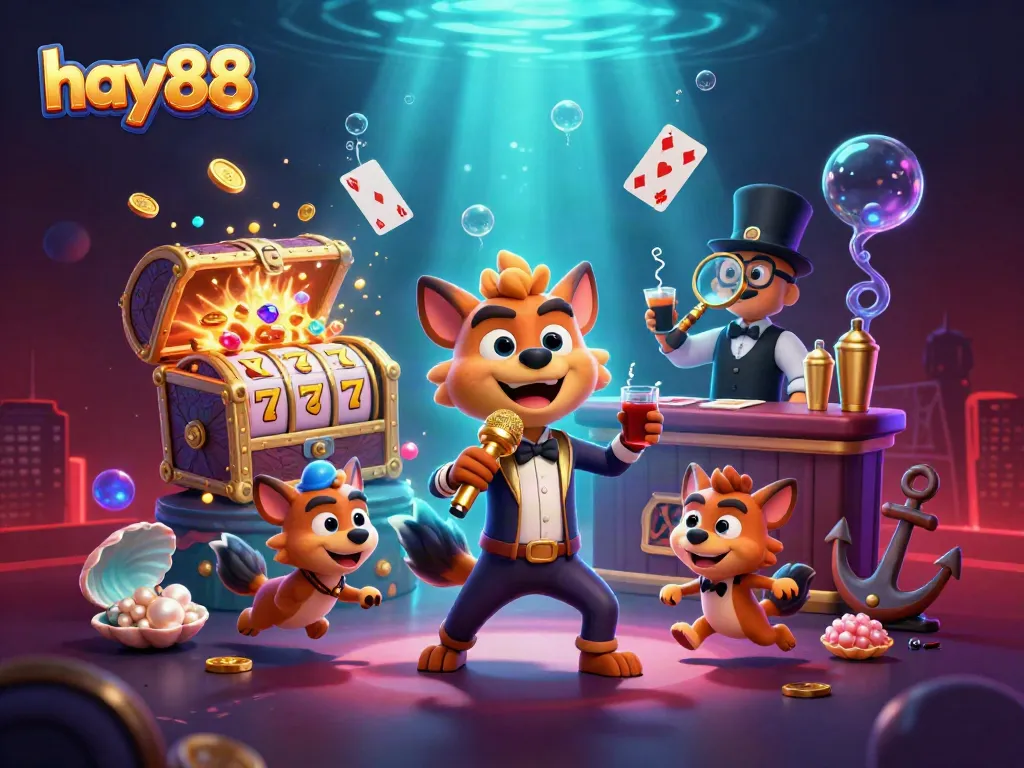 Experience the dynamic comedy casino scene with hay88's pack of hyena entertainers and slot reels.