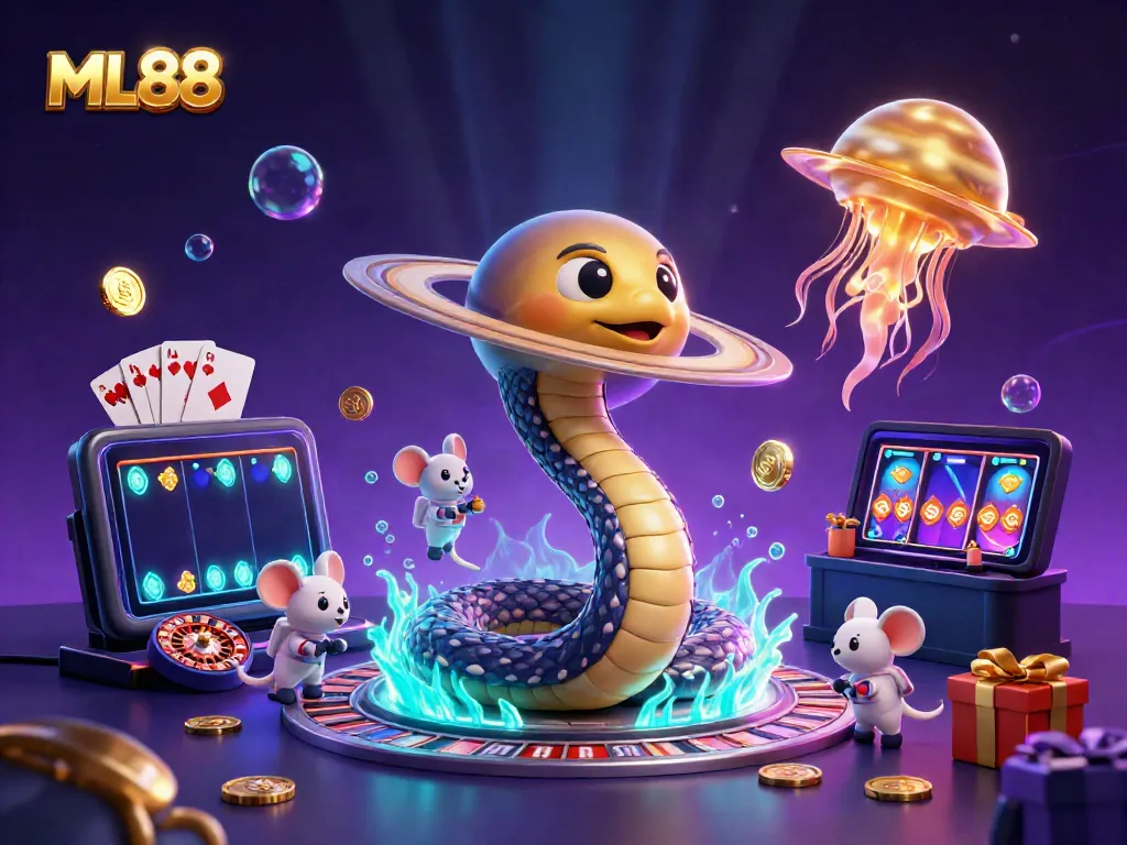 Engage in thrilling gaming action at ML88 with vibrant characters and exciting casino elements.