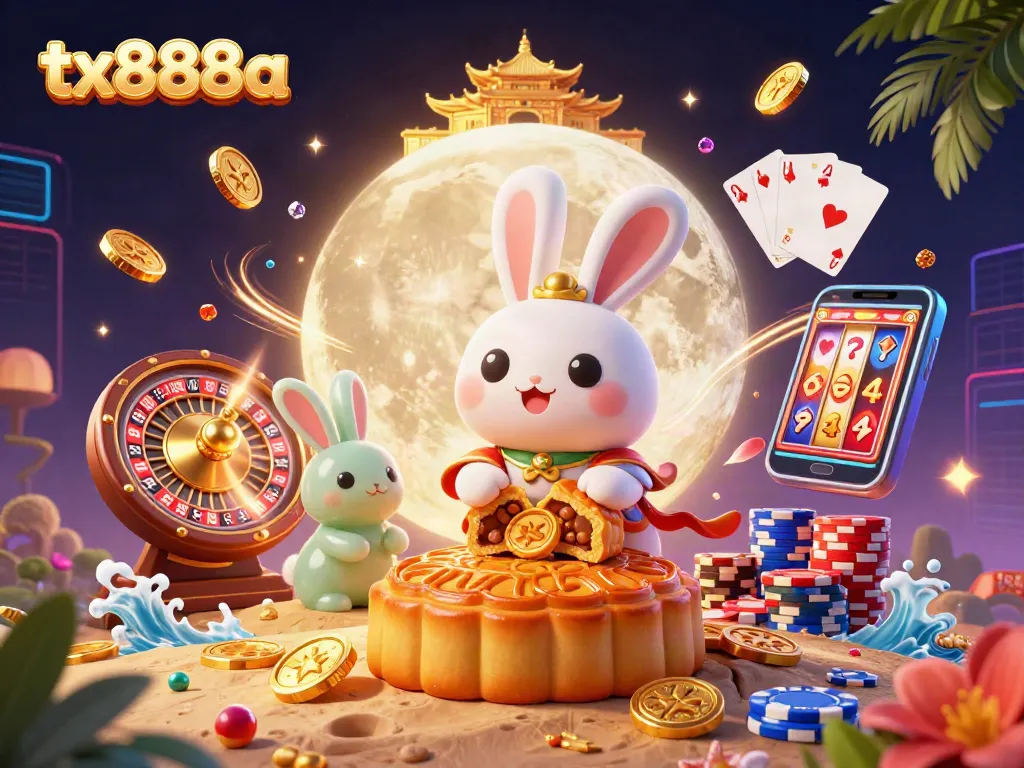 Experience the thrill of gambling at tx888a with this vibrant 3D casino illustration featuring exciting games and characters.