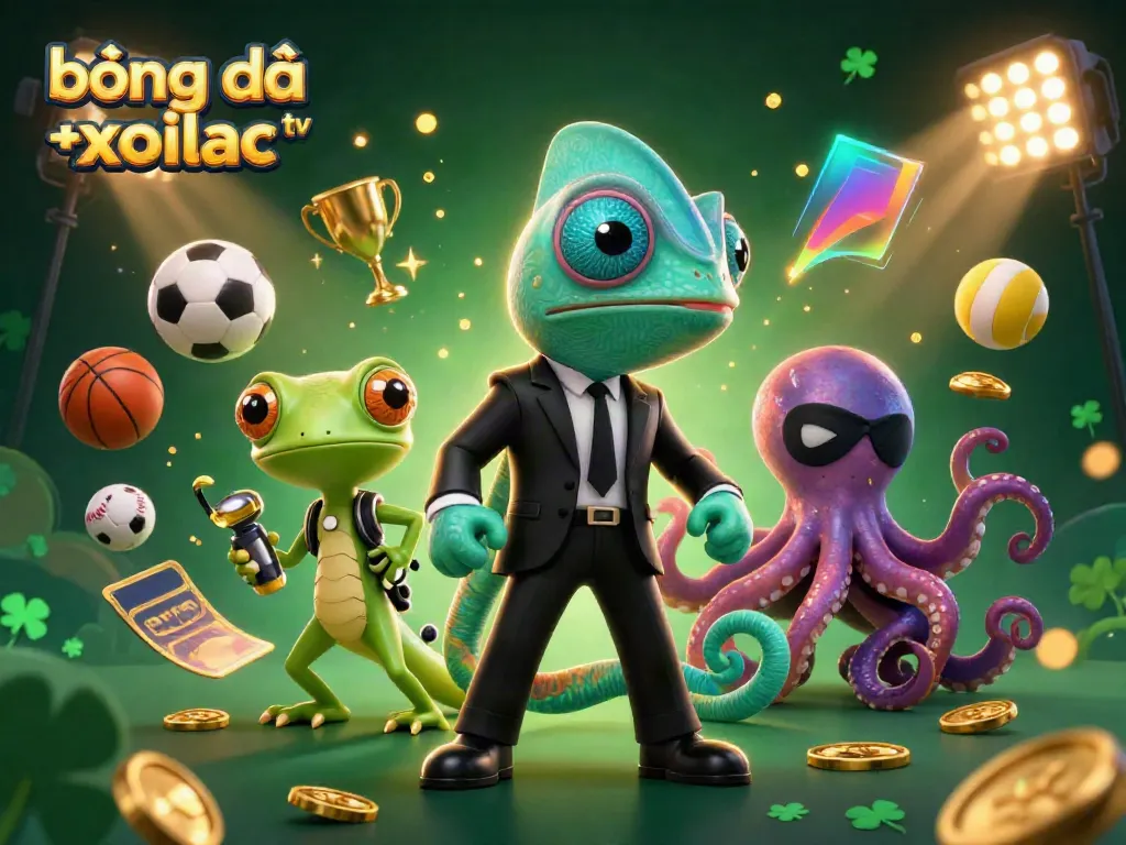 Experience the thrill of bóng đá trực tuyến xoilac tv with high-energy sports and gambling elements in 3D illustration.