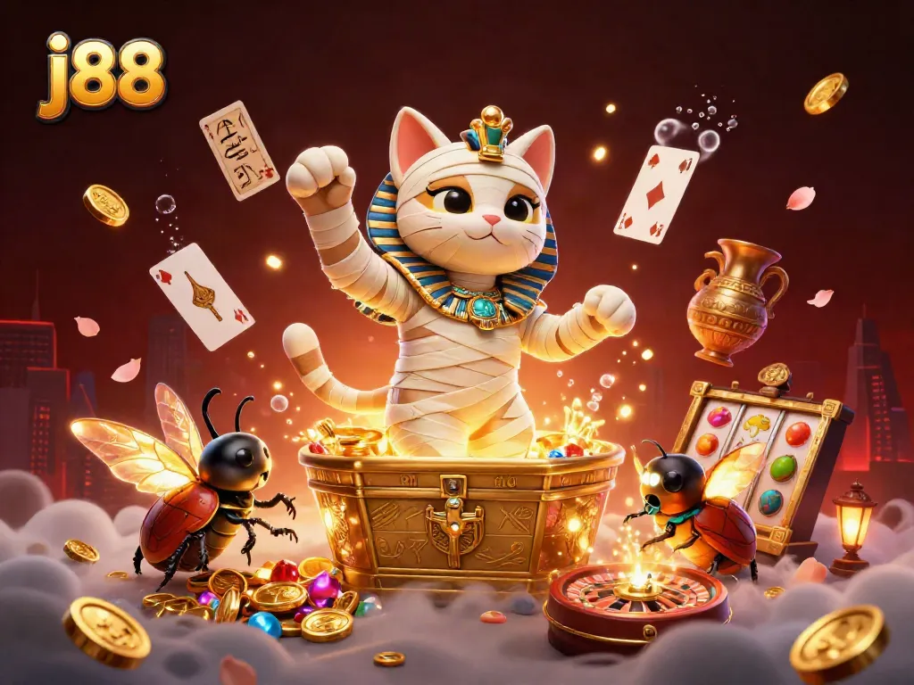 Experience the thrilling j88 casino atmosphere with dynamic slots, Egyptian motifs, and rich colors.