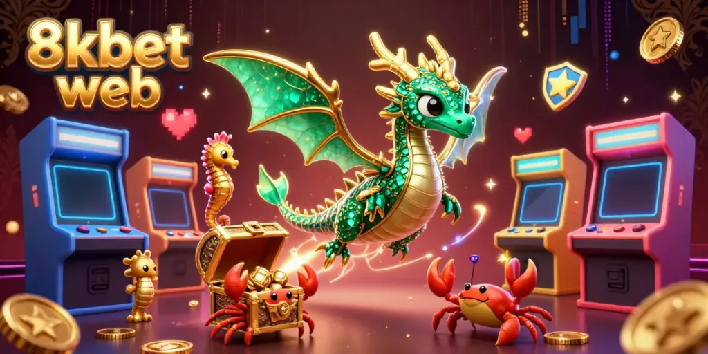 Experience the excitement of the 8xbet web in a vibrant and engaging casino-themed 3D illustration.