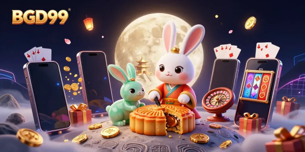 Experience thrilling gameplay at BGD99 with a charming moon rabbit and engaging casino elements.