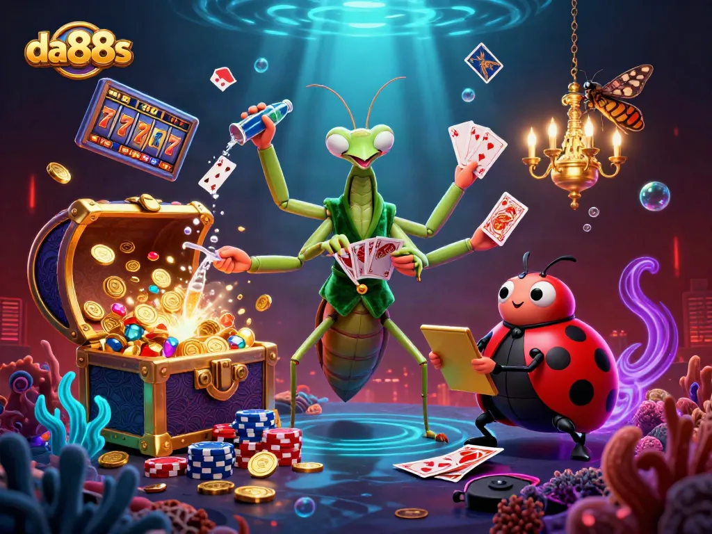 Spin the reels with da88s as the mantis dealer dazzles at the casino.