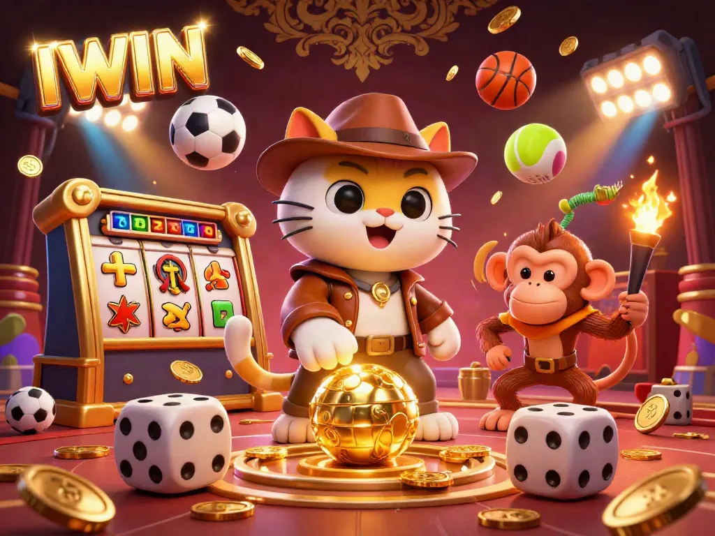 Experience adrenaline with IWIN's explorer cat racing to uncover golden casino artifacts amidst thrilling gaming elements.