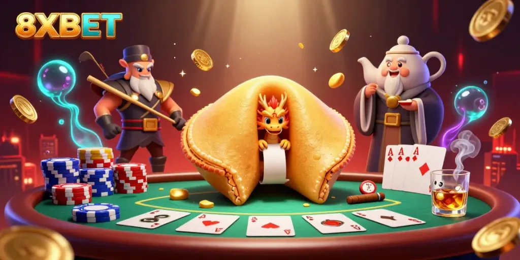 Experience exciting gameplay with 8XBET at a vibrant dynamic casino featuring golden fortune elements.