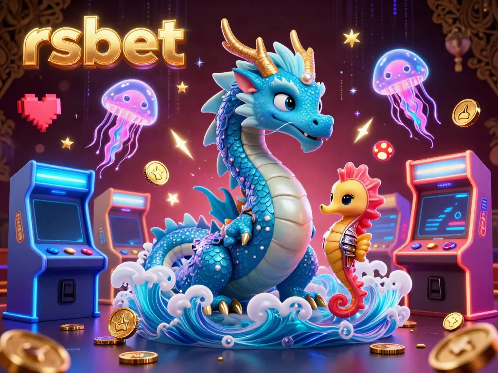 Experience the thrill of gaming with RSBET's vibrant casino world featuring a water dragon and neon jellyfish.