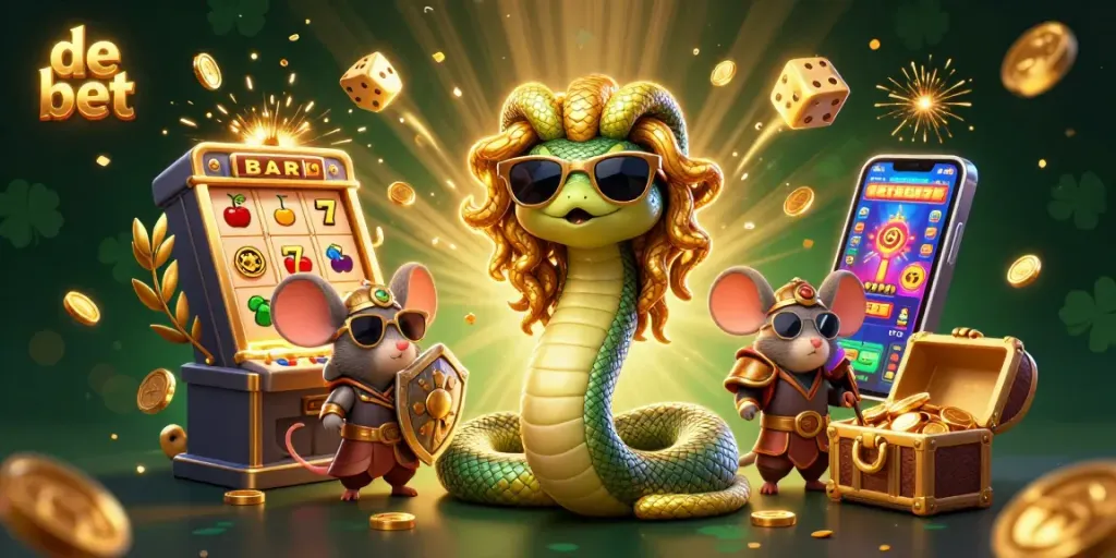 Experience the excitement of de bet with a vibrant casino scene featuring Medusa, slot machines, and thrilling game elements.