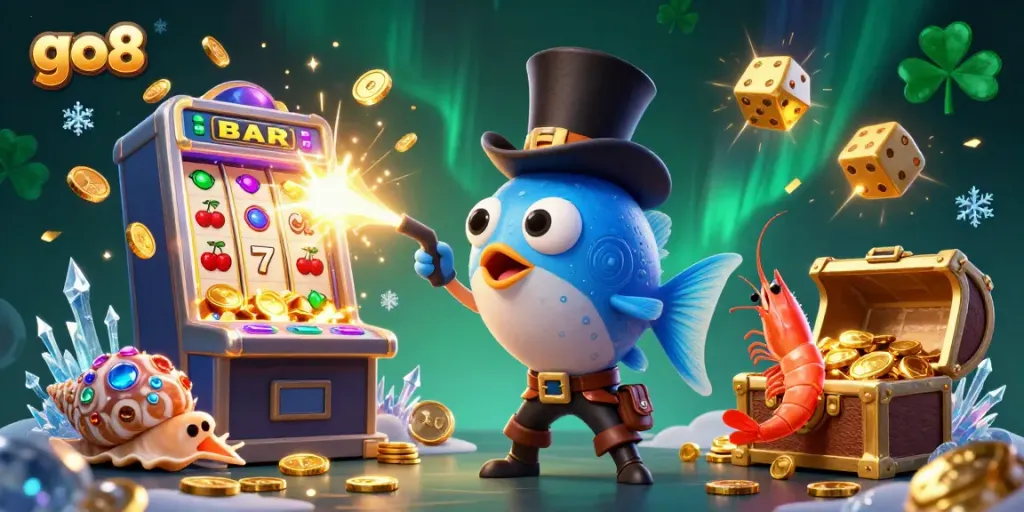 Engage in go8 gaming with a vibrant underwater scene filled with treasure and casino excitement.