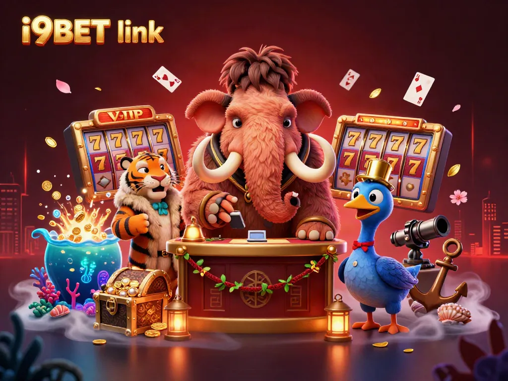 Engage with the vibrant i9BET link scene featuring a woolly mammoth bouncer and captivating casino elements.