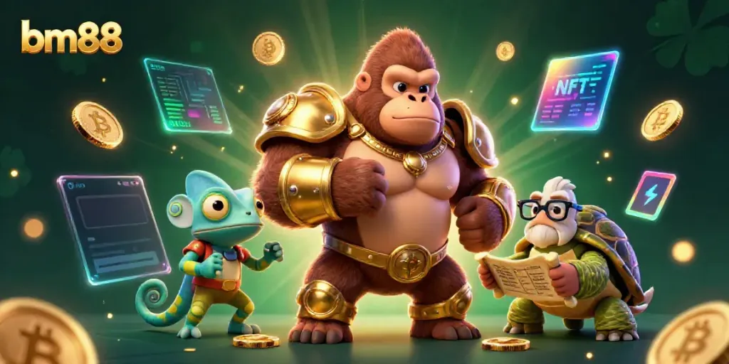 Engage in exciting adventures with bm88's dynamic gaming world featuring colorful casino elements.