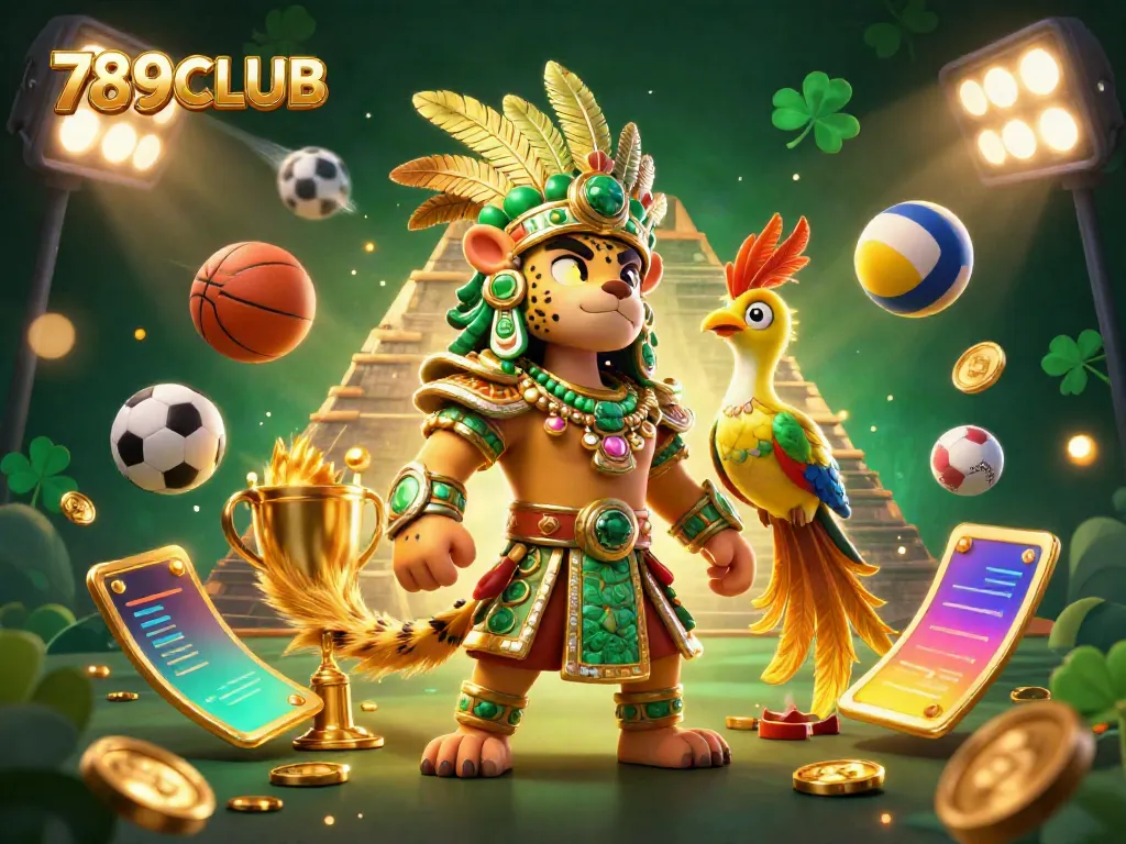 Experience the excitement of 789CLUB with this vibrant casino-themed 3D illustration showcasing dynamic gameplay elements.