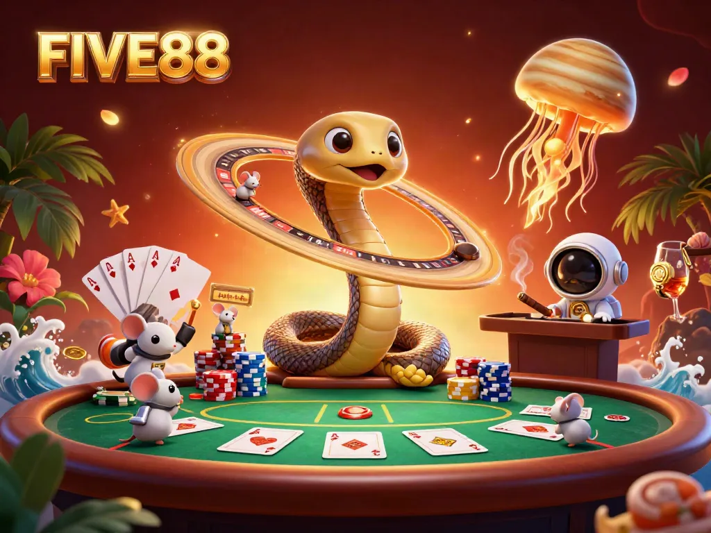 Experience the excitement at FIVE88 as mice wager on sparkling roulette rings