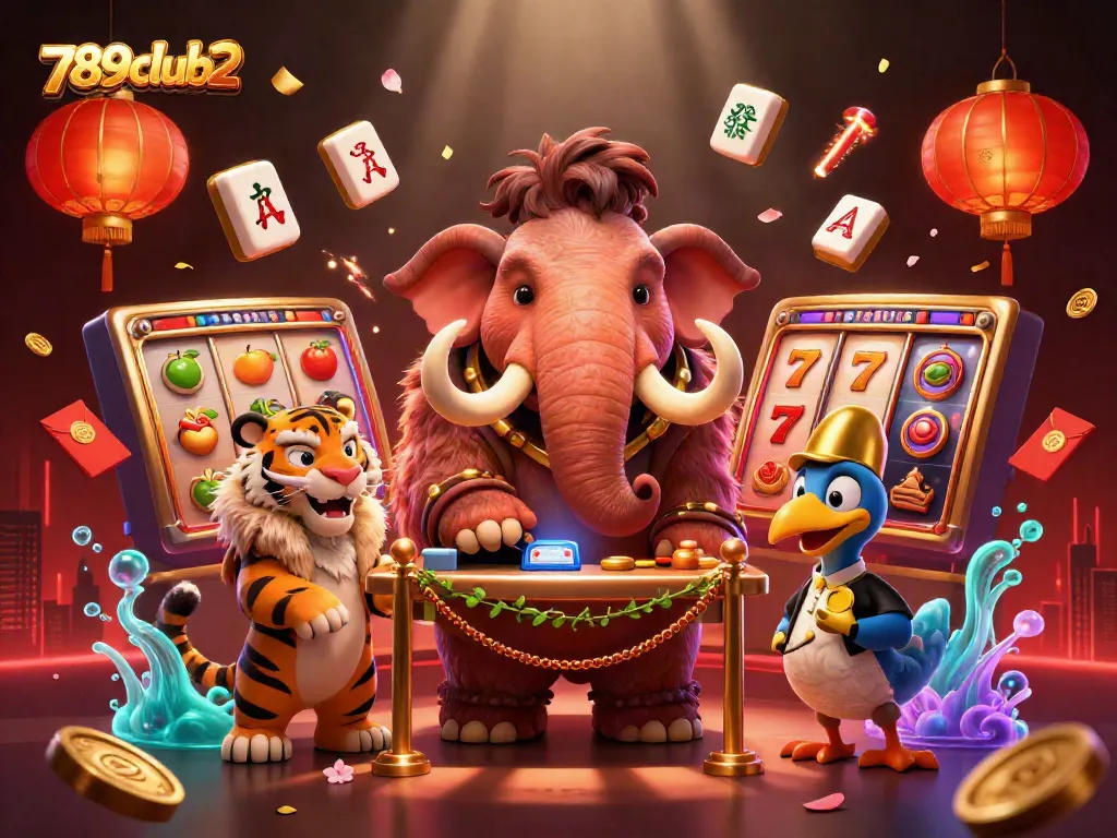 Catch the excitement of 789club2 as a woolly mammoth bouncer welcomes VIP guests to a vibrant casino scene.