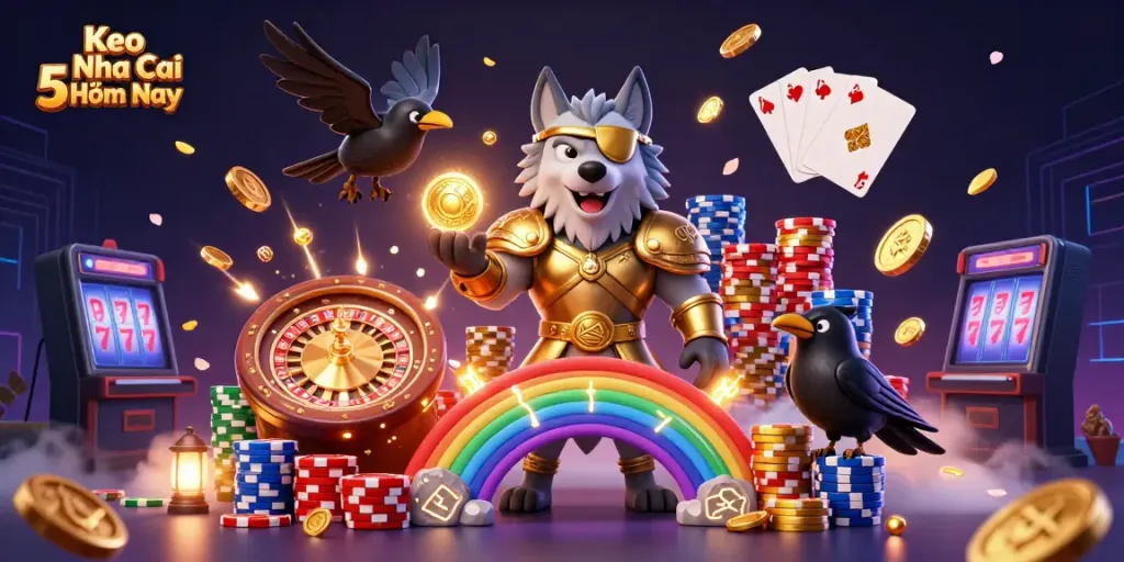 Engage with Keo Nha Cai 5 Hôm Nay showcasing vibrant Norse characters amid dynamic casino elements.