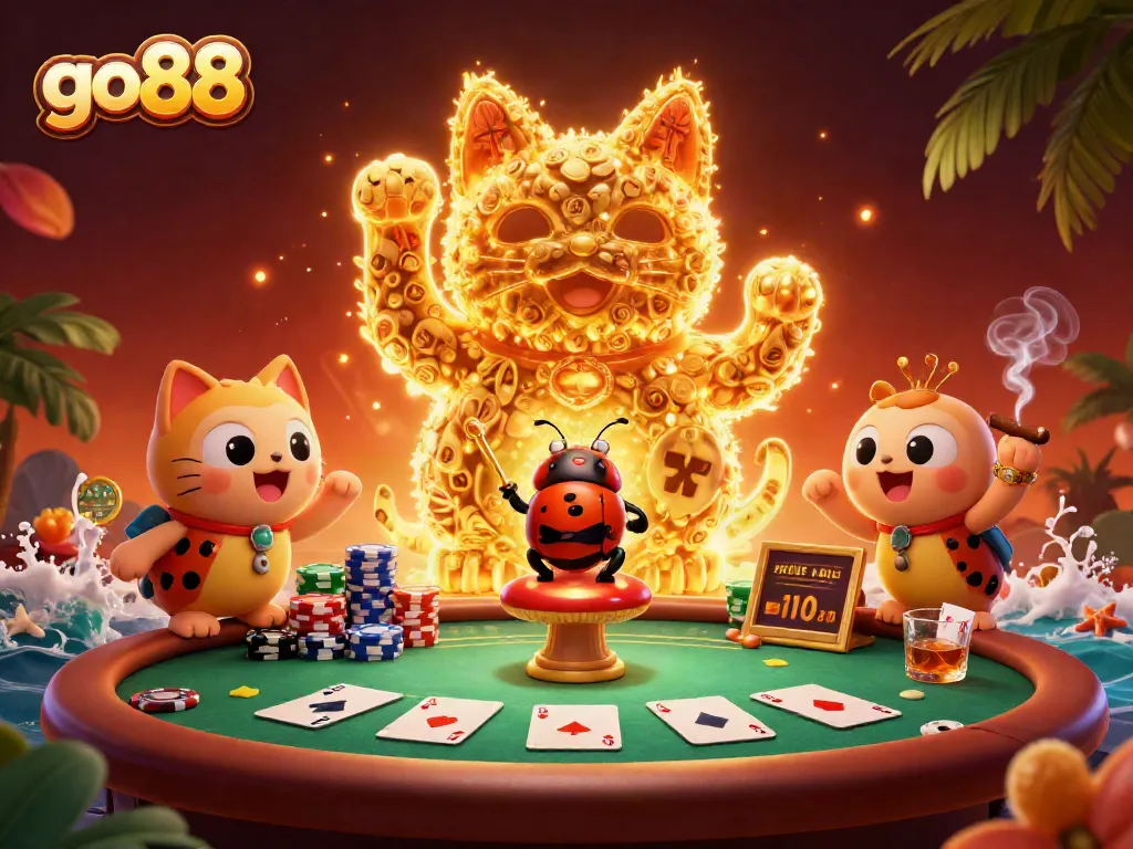 Bắn cá tại GO88 với biểu tượng mèo thần tài, trò chơi thú vị và sôi động.