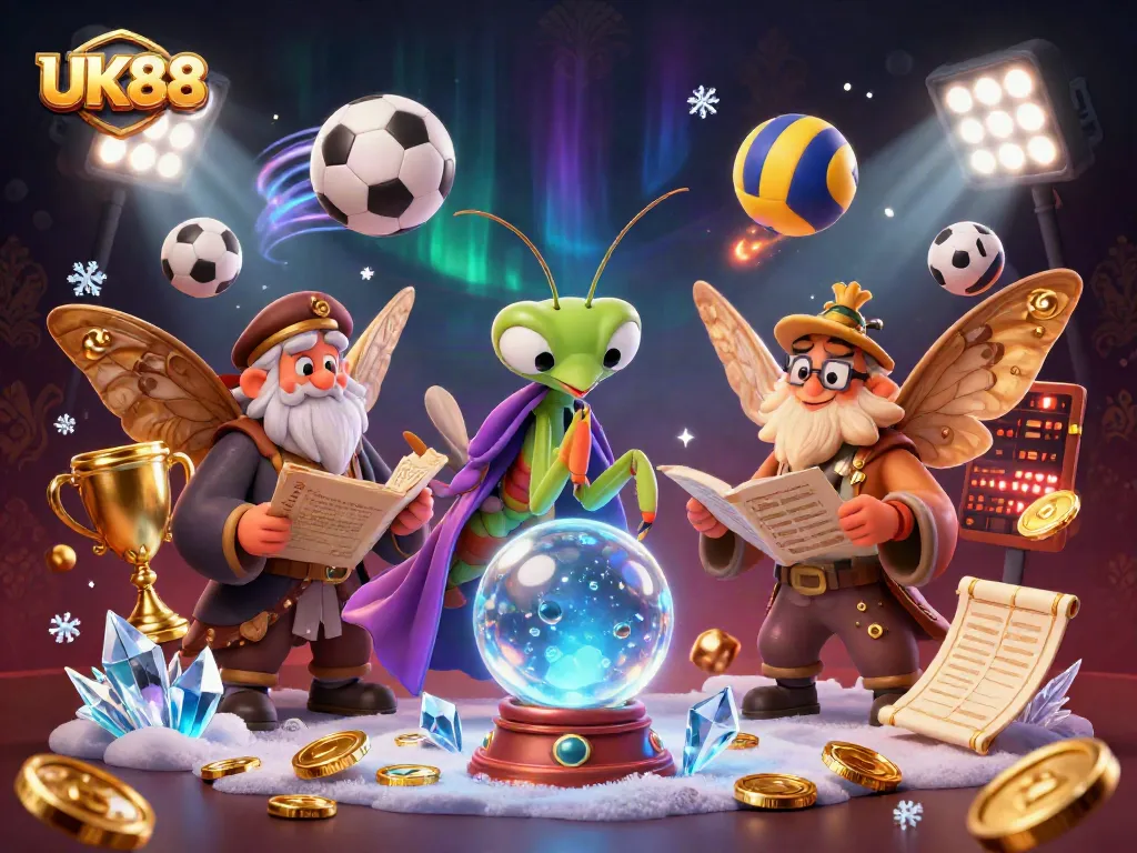 Bet on UK88 with thrilling sports betting excitement featuring a mystical cartoon scene.