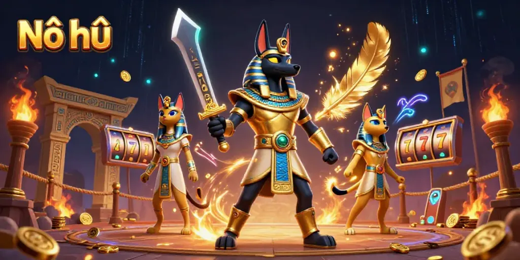 Experience the thrill of Nổ hũ with dynamic characters and vibrant gaming elements alive in stunning 3D.