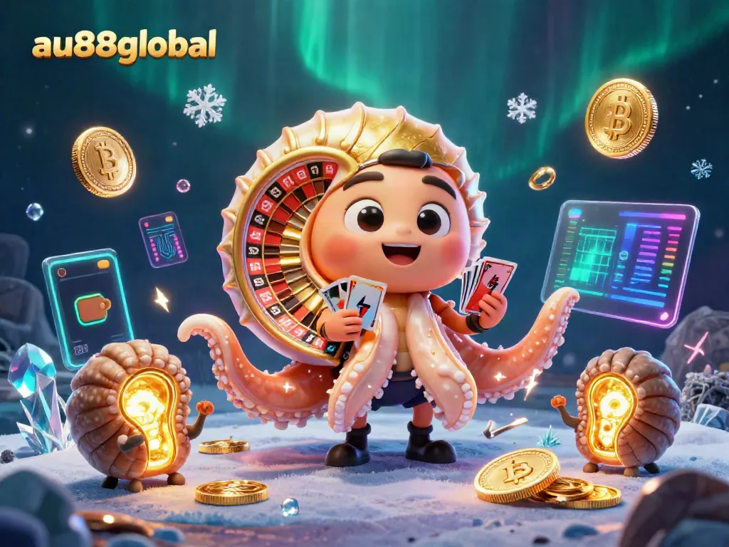 Engage with au88global at this vibrant online casino illustration featuring a dynamic nautilus roulette wheel.