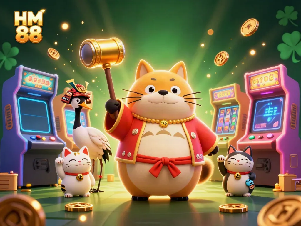 Join the celebration with HM 88 as a cheerful tanuki and friends enjoy a glamorous casino adventure.