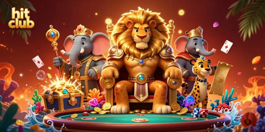 Engage in thrilling moments at hit club with a vibrant 3D illustration showcasing an exciting casino scene with lively characters and vibrant gaming elements.