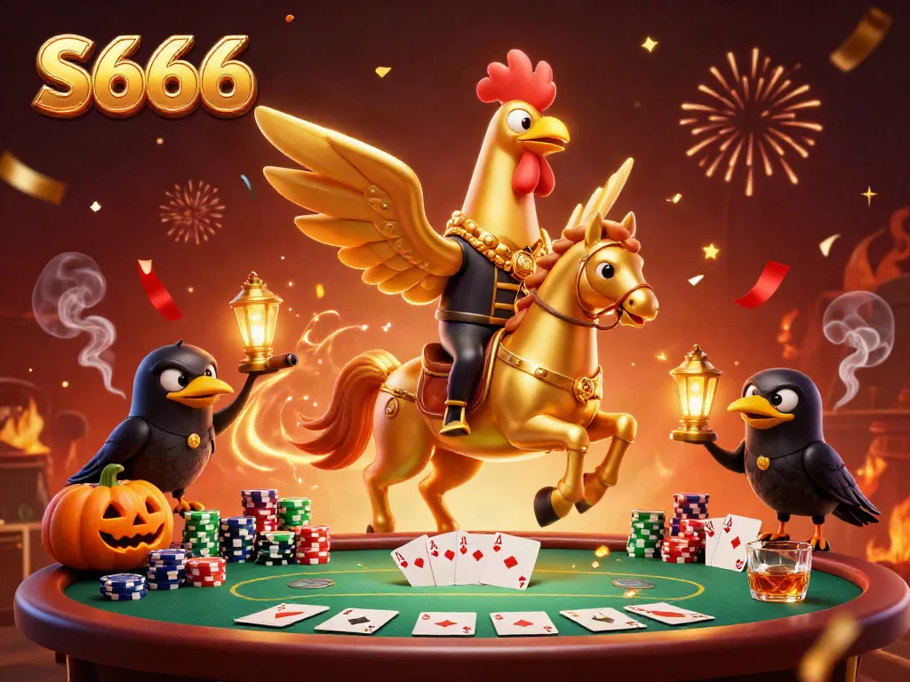 Experience vibrant casino action with S666's unique gaming atmosphere in this colorful, dynamic scene.