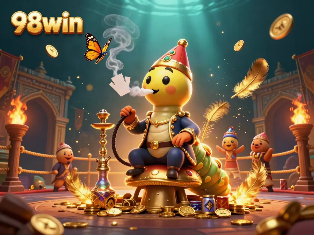 Engage in thrilling moments with 98win's vibrant casino world featuring iconic game elements and colorful characters.