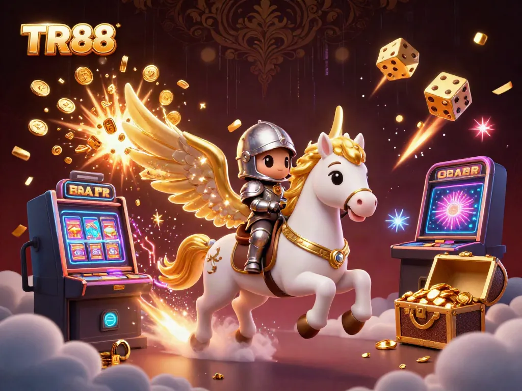 Join the excitement at TR88 with a celestial scene bursting with casinos and winnings.